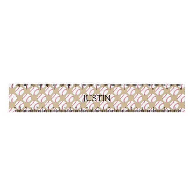 Baseball Ball Pattern Personalize Ruler (Front)