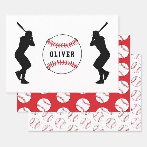 Baseball Ball Pattern Player Kids Name Birthday Wrapping Paper Sheets - Baseball Ball Pattern Player Silhouette Kids Name Birthday Wrapping Paper Sheets. Personalize with your name or erase the text.