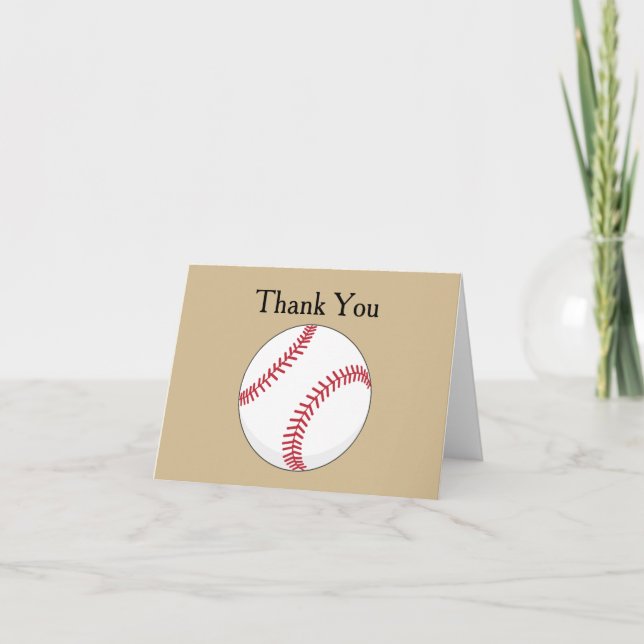 Baseball Ball Personalize Letterpress Thank You Card (Front)