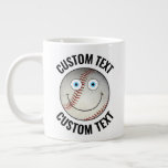 Baseball Ball Personalized Text Custom Happy Face Giant Coffee Mug