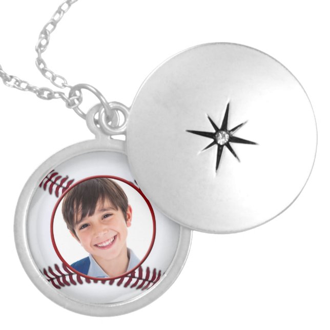 baseball  ball photo frame necklace (Front)