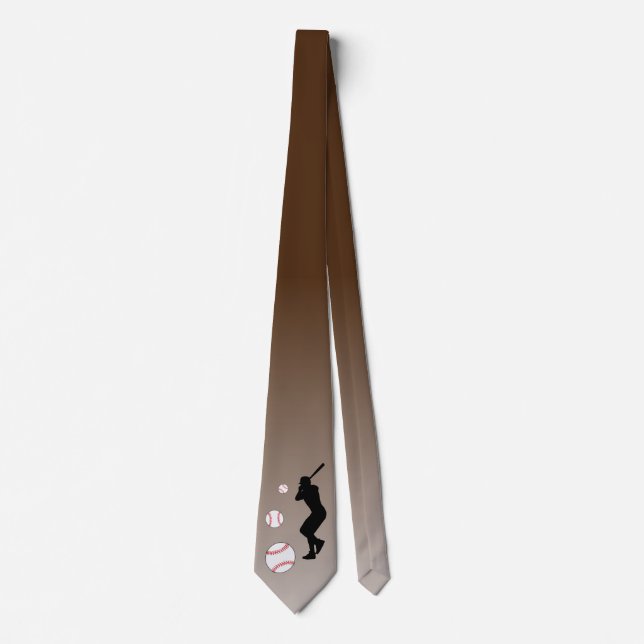 Baseball Ball Player Black Silhouette  Neck Tie (Front)