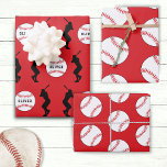 Baseball Ball Player Kids Name Birthday Wrapping Paper Sheets<br><div class="desc">Baseball Ball Player Kids Name Birthday Wrapping Paper Sheets. Silhouette of baseball players and baseball balls with custom name. Personalize with your name or erase the text.</div>