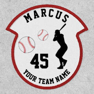 Baseball Ball Player Silhouette Name Team Number Patch