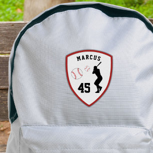 Baseball Ball Player Silhouette Name Team Number Patch