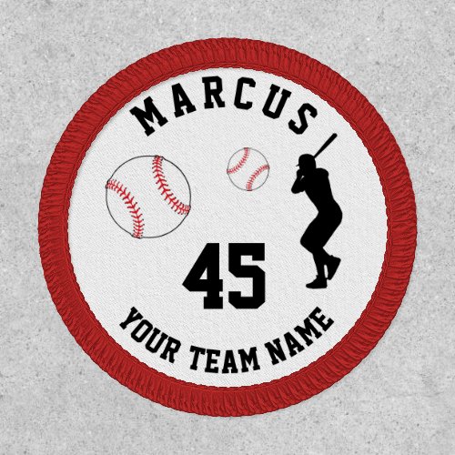 Baseball Ball Player Silhouette Name Team Number Patch