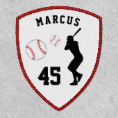 Baseball Ball Player Silhouette Name Team Number Patch (Front)