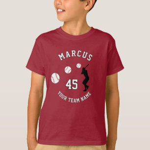 Baseball Ball Player Silhouette Name Team Number T-Shirt