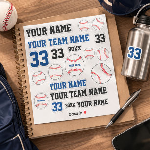 Baseball Ball Player Team Name Number Year Sticker