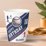 Baseball Ball Player Themed Birthday Party Paper Cups<br><div class="desc">Modern Baseball Ball Player Themed Birthday Paper Cups. Celebrate in style with this sleek baseball-themed birthday cup design! Featuring a navy blue, red and white color scheme, bold lettering, and realistic baseball graphics, this sporty design is perfect for any baseball fan. The cups showcase dynamic player silhouettes, a 3D baseball...</div>