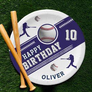 Baseball Ball Player Themed Birthday Party Paper Plates