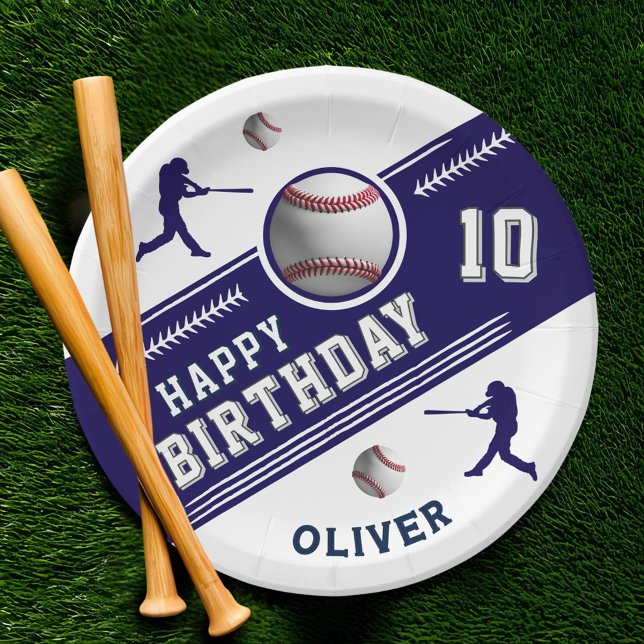 Baseball Ball Player Themed Birthday Party Paper Plates (Creator Uploaded)