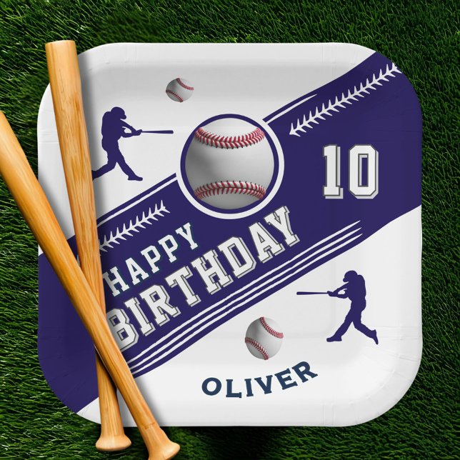 Baseball Ball Player Themed Birthday Party Paper Plates (Creator Uploaded)