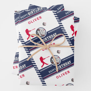 Baseball Ball Player Themed Birthday Party Wrapping Paper Sheets