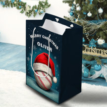 Baseball Ball Red Santa Hat Name Christmas