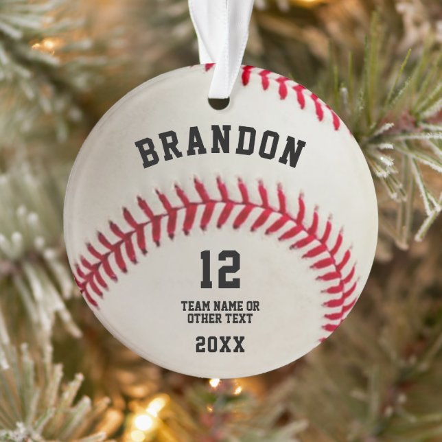 Baseball Ball Red Stitching Photo Personalized Cer Ornament (Tree)