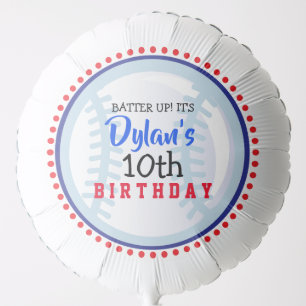 BASEBALL BALL RED White and Blue Birthday Party Balloon