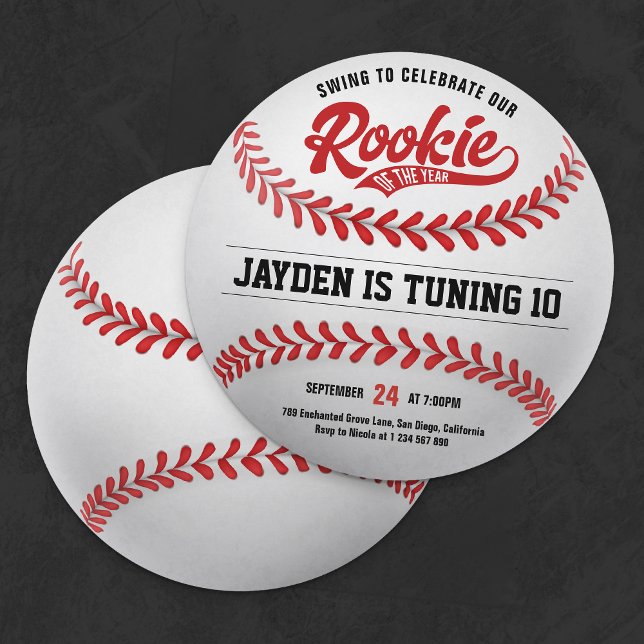 Baseball Ball Rookie of the Year Birthday Party Invitation (Creator Uploaded)