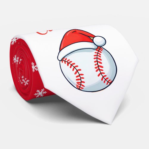 Baseball Ball Santa Hat Coach Christmas Neck Tie