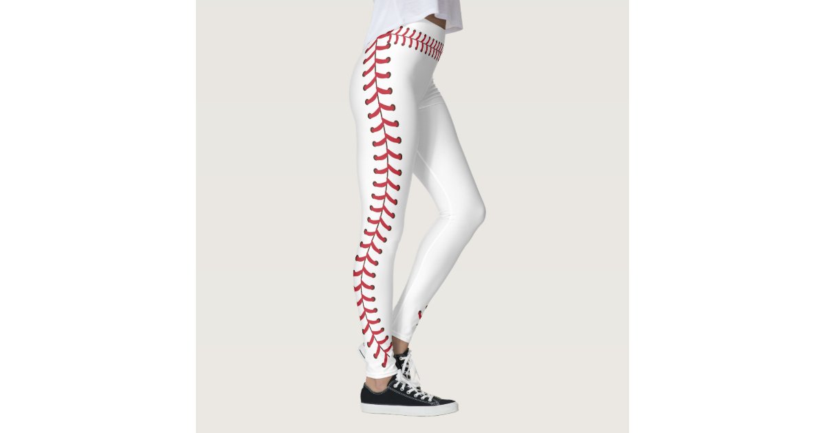 Baseball ball Seam Stitches Pattern Leggings | Zazzle