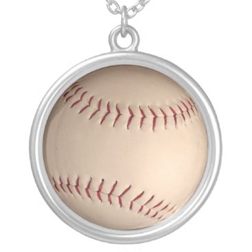 baseball  ball silver plated necklace