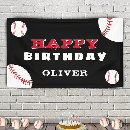 Baseball Ball Sports Black Kids Birthday Party