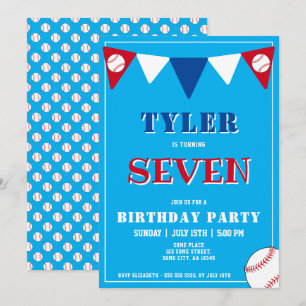 Baseball Ball Sports Kids Birthday  Invitation