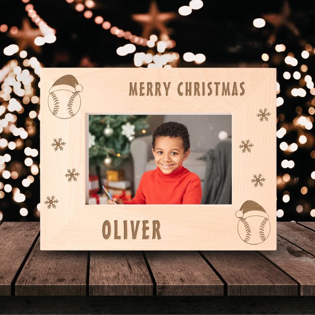 Baseball Ball Sports Merry Christmas Name Engraved Frames (Creator Uploaded)