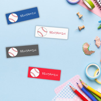Baseball Ball Sports Name Kids' Labels by OneLook at Zazzle