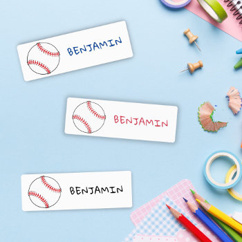 Baseball Ball Sports Name Kids' Labels by OneLook at Zazzle