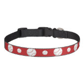 Baseball Ball Sports Pattern On Red Sporty Pet Collar (Front)