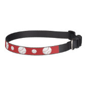 Baseball Ball Sports Pattern On Red Sporty Pet Collar (Right)