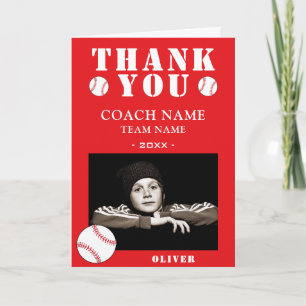 Baseball Ball Sports Photo Coach  Letterpress Thank You Card