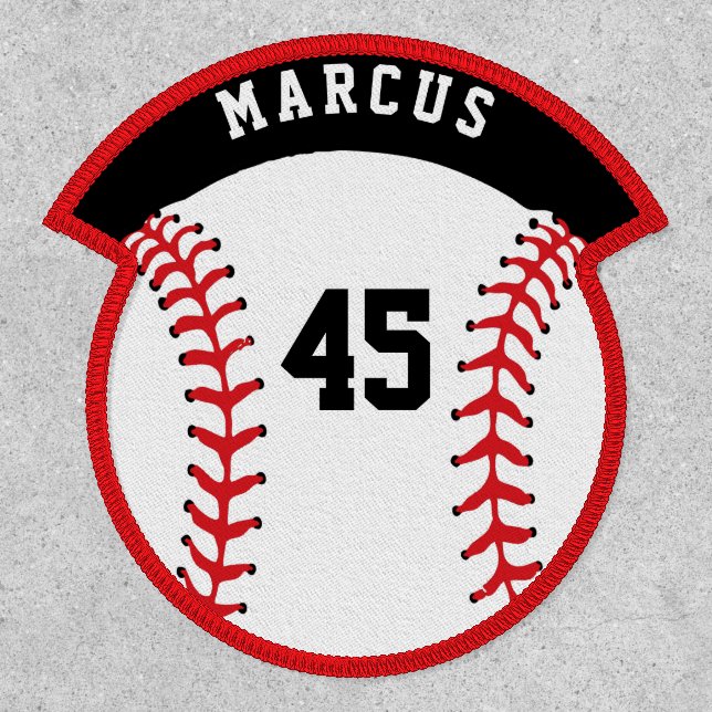 Baseball Ball Sports Player Name Number Patch (Front)