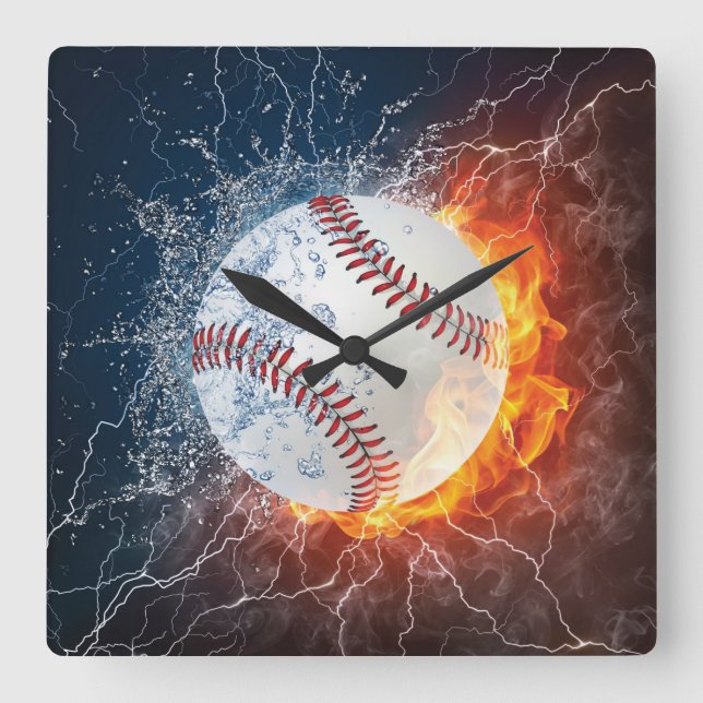 Baseball ball square wall clock (Front)