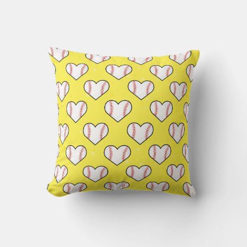 Baseball Ball Texture In Heart Shape  Throw Pillow