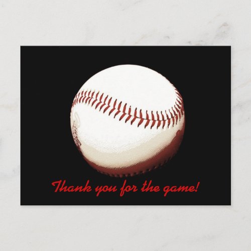 Baseball ball _ thank you for the game _ postcard