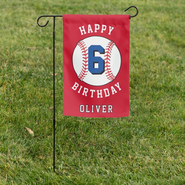Baseball Ball Themed Kids Birthday Party Garden Flag (In SItu)