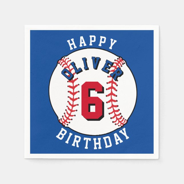 Baseball Ball Themed Kids Birthday Party Napkins (Front)