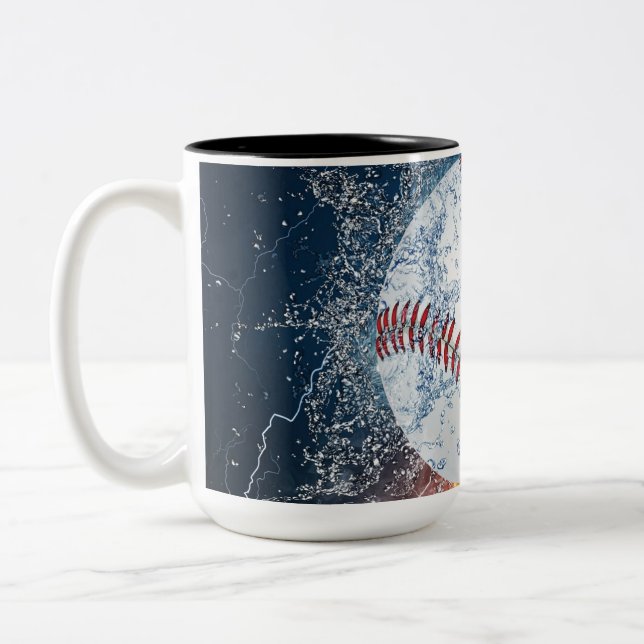 Baseball ball Two-Tone coffee mug (Left)