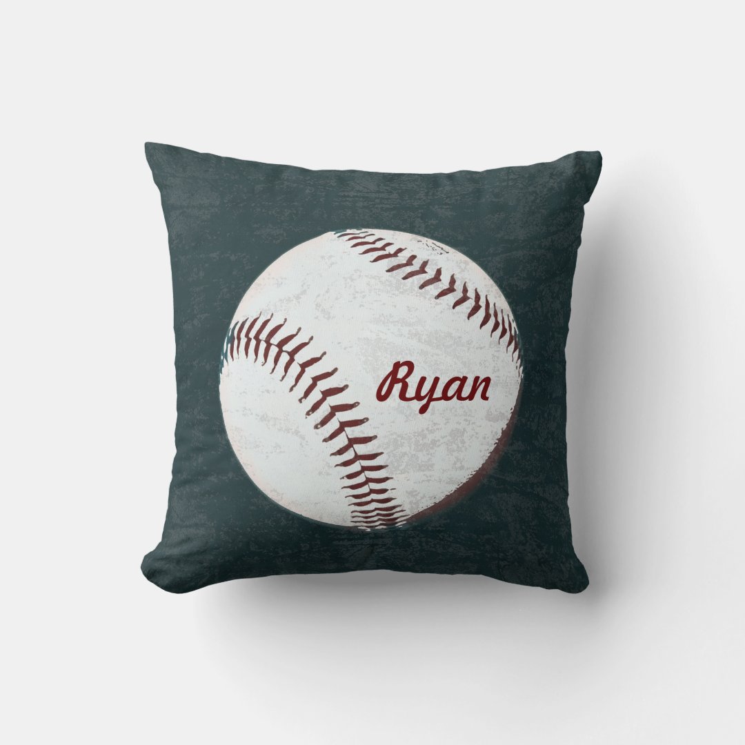 Baseball ball vintage styled throw pillow Zazzle