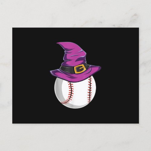 Baseball Ball Witch Hat _ Funny Halloween Costume Invitation Postcard