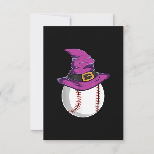 Baseball Ball Witch Hat _ Funny Halloween Costume RSVP Card