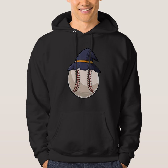 Baseball Ball Witch Hat Lazy Halloween Costume Coo Hoodie (Front)