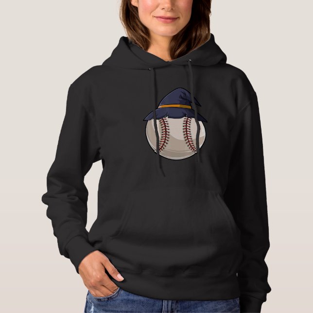 Baseball Ball Witch Hat Lazy Halloween Costume Coo Hoodie (Front)