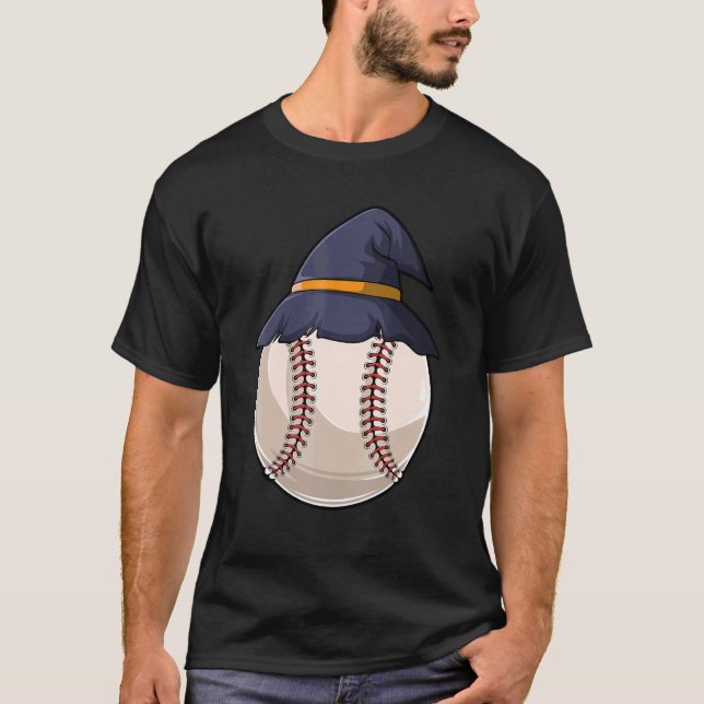Baseball Ball Witch Hat Lazy Halloween Costume Coo T-Shirt (Front)