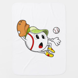 Baseball ball with Baseball glove & Cap Baby Blanket
