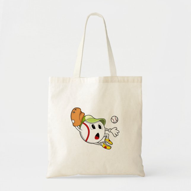 Baseball ball with Baseball glove & Cap Tote Bag (Front)