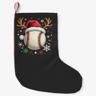 Baseball Ball with Reindeer Horns and Christmas  Small Christmas Stocking