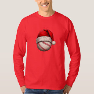 Baseball Ball with Santa Hat Christmas Holiday T-Shirt